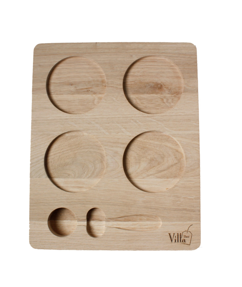 Villa Thee Massief Eikenhouten Theeplankje met ruimte voor 4 Potjes