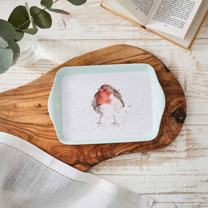 Wrendale Designs Robin Scatter Dienblad - Roodborstje - Melamine - 20,3 cm x 17,8 cm