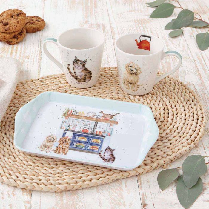 Wrendale Designs Country Kitchen - 2 Bekers met Dienblad - Fine Bone China - 180 ml