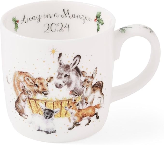 Wrendale Designs Away in a Manger Beker - Limited Edition 2024 - Fine Bone China - 400 ml
