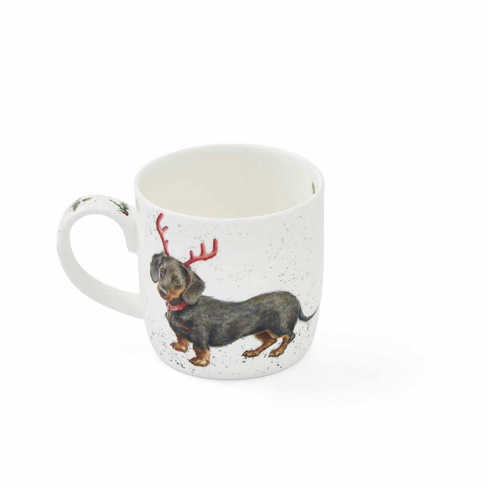 Wrendale Designs Dachshund Trough the Snow Beker - Teckel - Fine Bone China - 300 ml