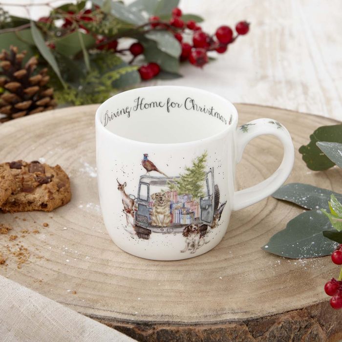 Wrendale Designs Driving Home For Christmas Beker - Fine Bone China - 300 ml