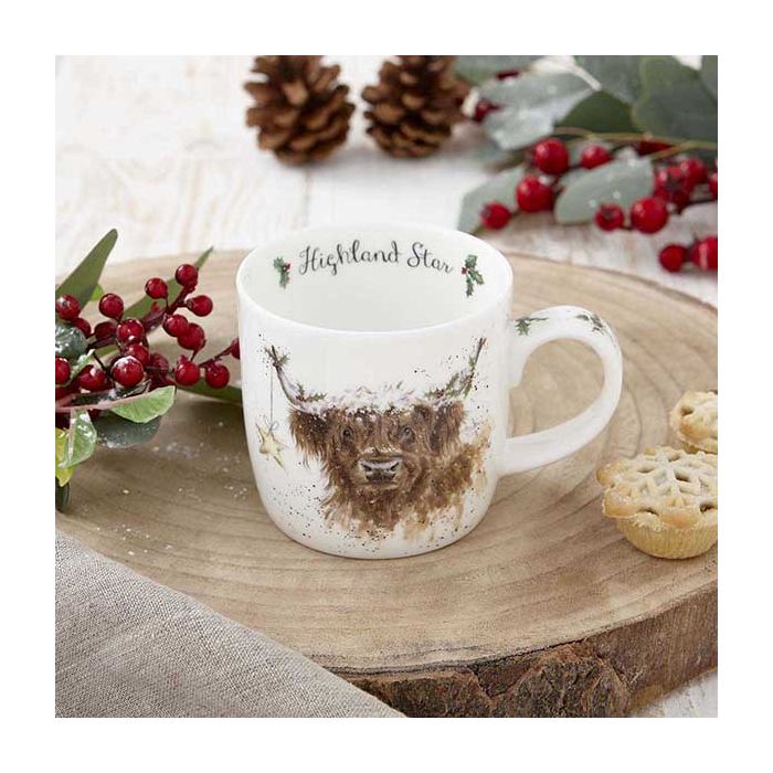 Wrendale Designs Highland Star Beker - Fine Bone China - 300 ml