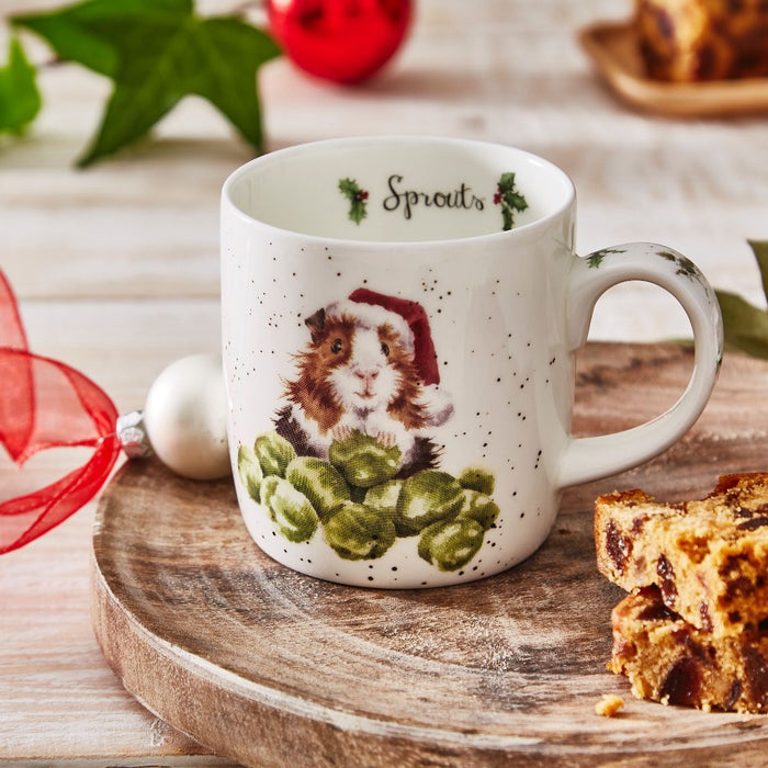 Wrendale Designs Sprouts Beker - Cavia - Fine Bone China - 300 ml