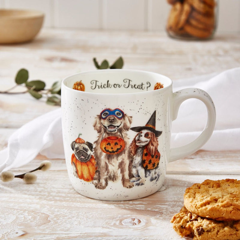 Wrendale Designs Trick or Treat Beker - Honden - Fine Bone China - Halloween - 400 ml