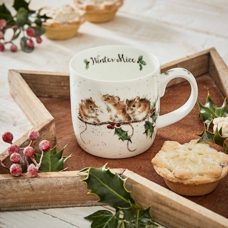 Wrendale Designs Winter Mice Beker - Muisjes - Fine Bone China - 300 ml