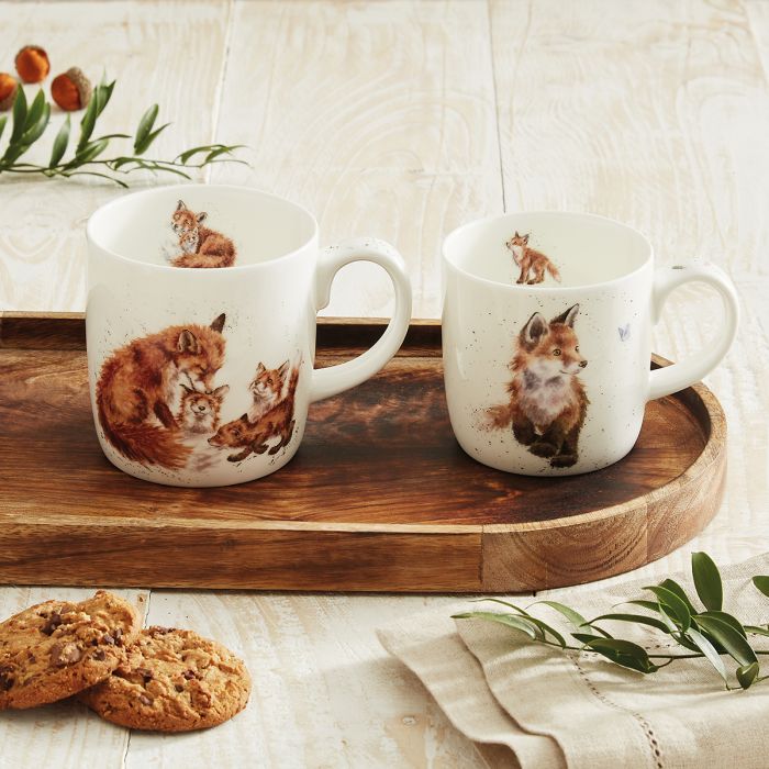 Wrendale Designs The Foxes Set van 2 Bekers - Fine Bone China - 400 ml - 300 ml