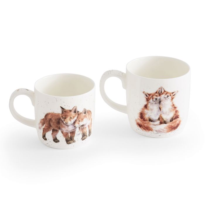 Wrendale Designs The Foxes Set van 2 Bekers - Fine Bone China - 400 ml - 300 ml