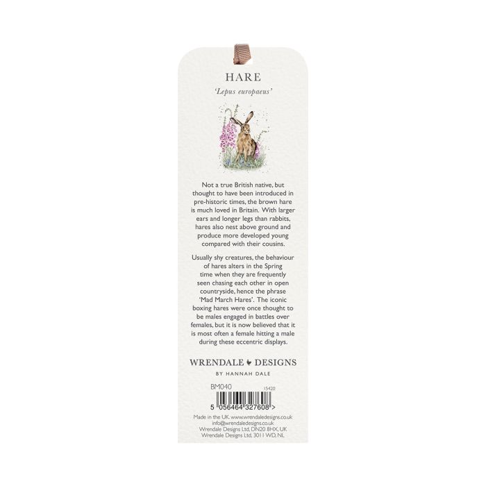 Wrendale Designs The Wild Garden Boekenlegger - Haas - 5 cm x 15 cm