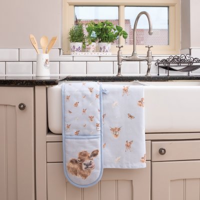 Wrendale Designs Farmyard Friends Dubbele Ovenwant - 89 cm x 18 cm