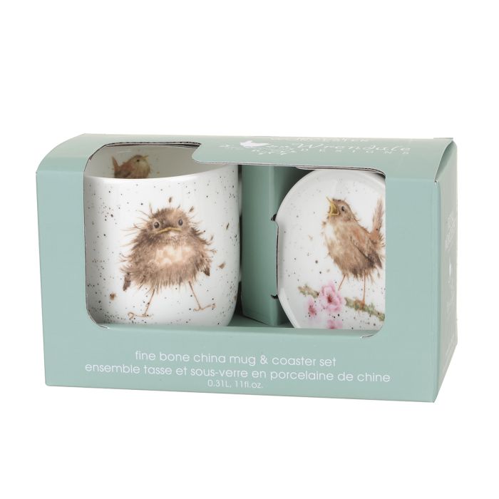Wrendale Designs Flying the Nest Beker en Onderzetter - Fine Bone China - 300 ml