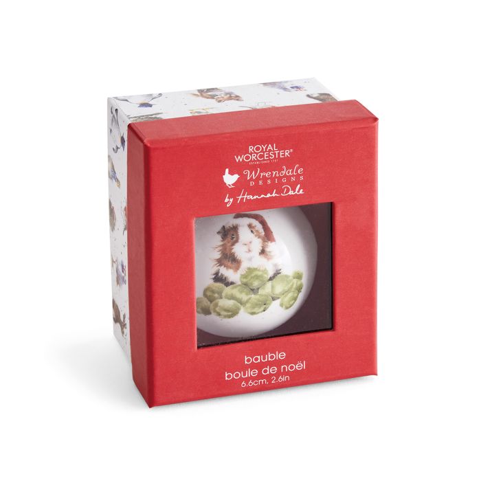 Wrendale Designs Sprouts Kerstbal - Cavia - Porselein - Ø 7 cm