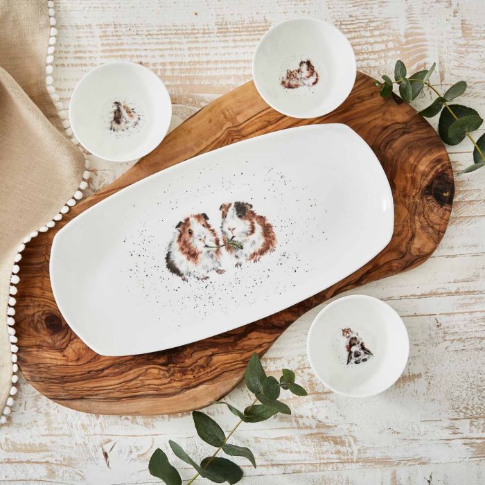 Wrendale Designs Lettuce be Friends Set van 3 Schaaltjes op Serveerschaal - Porselein