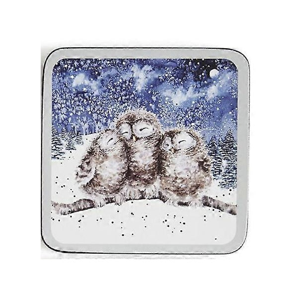 Wrendale Designs Winter Skies Onderzetter - Uiltjes - 10,5 cm x 10,5 cm