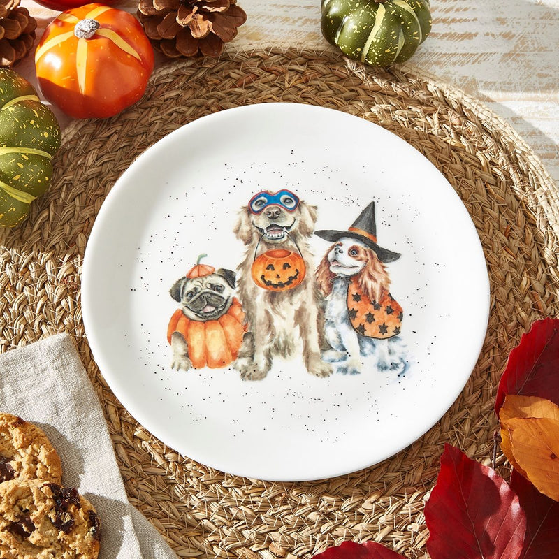 Wrendale Designs Trick or Treat Ontbijtbord - Honden - Fine Bone China - Halloween - Ø 20 cm