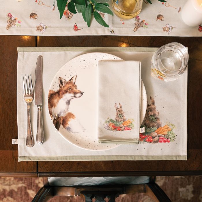 Wrendale Designs Garden Friends Placemat - Set van 4 - 100% Katoen - 30,5 cm x 45 cm
