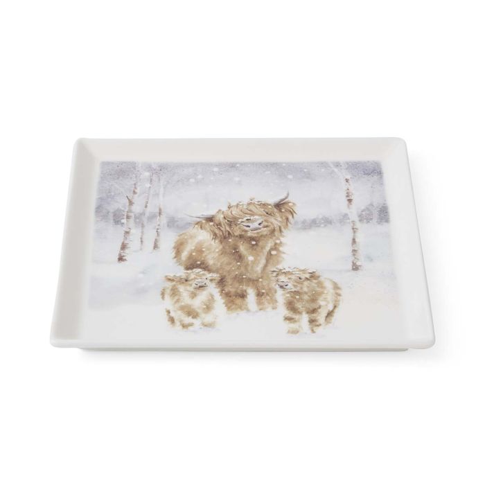 Wrendale Designs A Highland Christmas Schaal - Fine Bone China - 18 cm x 18 cm