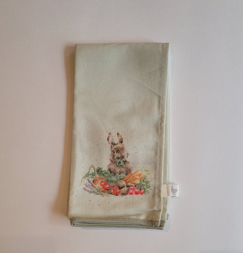 Wrendale Designs Garden Friends Servet - Konijn - 100% Katoen - 23 cm x 12 cm