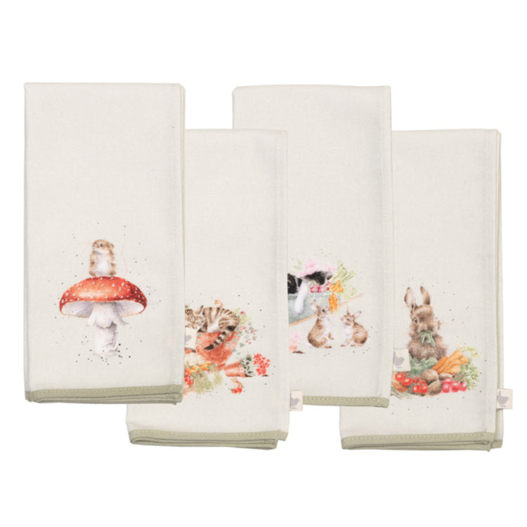 Wrendale Designs Garden Friends Servet - Muisje - 100% Katoen - 23 cm x 12 cm