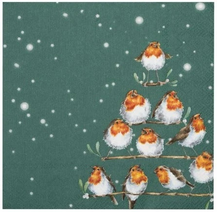 Wrendale Designs Rockin Robins Papieren Servetten - 33 cm x 33 cm