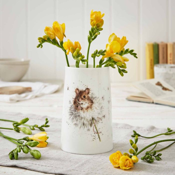 Wrendale Designs Dandelion Mouse Vaas - Fine Bone China - 14,6 cm