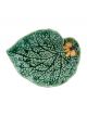 Bordallo Pinheiro Folhas Serveerschaaltje - Begoniablad - Vlinder - Groen/Geel - Aardewerk - 19,8 cm